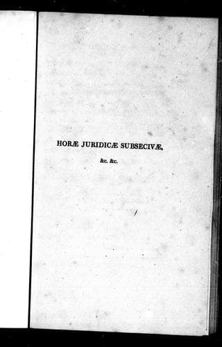 Tapa de Horæ juridicæ subsecivæ