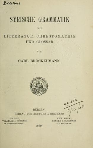 Tapa de Syrische Grammatik