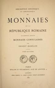 Tapa de Description historique et chronologique des monnaies de la République romaine