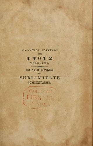 Tapa de De sublimitate commentarius
