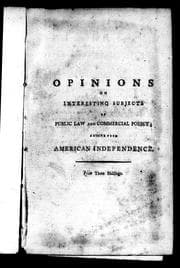Tapa de Opinions on interesting subjects of public law and commercial policy