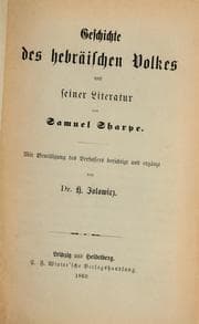 Tapa de Geschichte des hebräischen volkes und seiner literatur