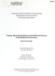 Tapa de Theory, general equilibrium and political economy in development economics