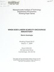 Tapa de When does labor scarcity encourage innovation?