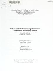 Tapa de A structural evaluation of a large-scale quasi-experimental microfinance initiative