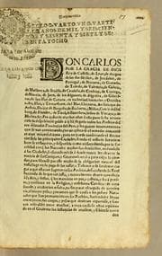 Tapa de Don Carlos por la gracia de Dios Rey de Castilla, de Leon, de Aragon de las dos Sicilias