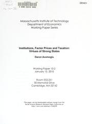 Tapa de Institutions, factor prices and taxation