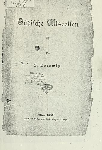 Tapa de Jüdische Miscellen