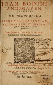 Tapa de Ioan. Bodini Andegavensis Galli, De republica libri sex, latine ab auctore redditi, multo quam antea locupletiores ...