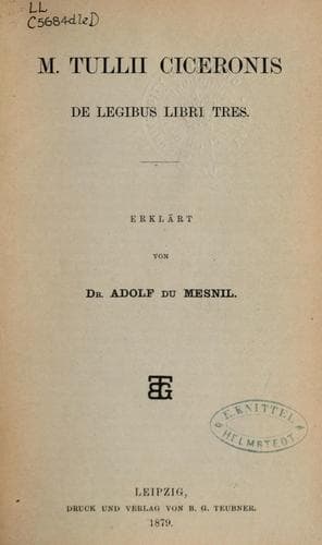 Tapa de De legibus libri tres