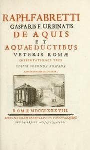 Tapa de Raph. Fabretti Gasparis F. Urbinatis de aquis et aquaeductibus veteris Romae, dissertationes tres
