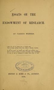 Tapa de Essays on the endowment of research