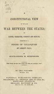 Tapa de A Constitutional view of the late War between the states
