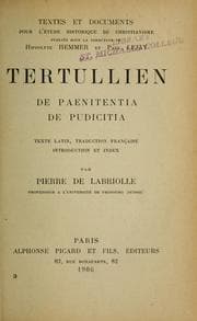 Tapa de De paenitentia ; De pudicitia