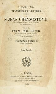 Tapa de Homélies, discours et lettres choisis de S. Jean Chrysostôme