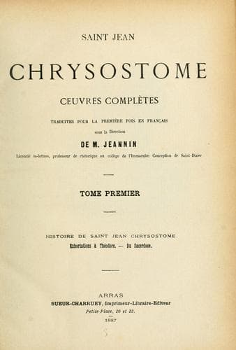 Tapa de Oeuvres complétes de Saint Chrysostome