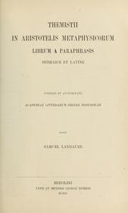 Tapa de In Aristotelis Metaphysicorum librum A paraphrasis hebraice et latine ...