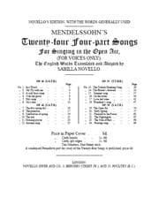 Tapa de Mendelssohn's twenty-four four-part songs for singing in the open air