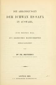 Tapa de Die abhandlungen der Ichwân es-safâ in auswahl