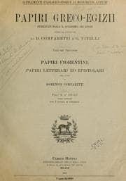Tapa de Papiri greco-egizii pubblicati dalla R. Accademia dei Lincei sotto la direzione di D. Comparetti e G. Vitelli