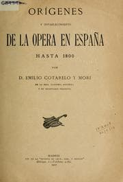 Tapa de Orígenes y establecimiento de la opera en España hasta 1800