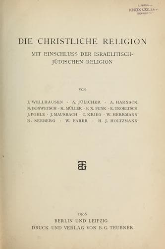 Tapa de Die christliche Religion