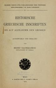 Tapa de Historische griechische Inschriften bis auf Alexander den Grossen