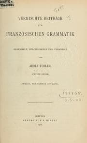Tapa de Vermischte Beiträge zur Französischen Grammatik, gesammelt, durchgesehen und vermehrt
