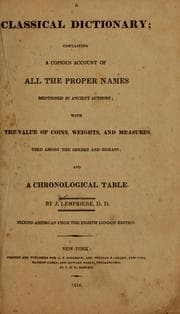 Tapa de A classical dictionary