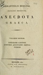 Tapa de Immanuelis Bekkeri Anecdota Graeca