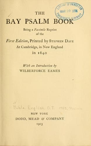 Tapa de The Bay Psalm book