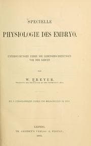 Tapa de Specielle physiologie des embryo