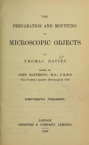 Tapa de The preparation & mounting of microscopic objects