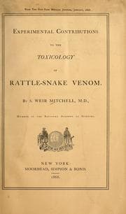 Tapa de Experimental contributions to the toxicology of rattle-snake venom