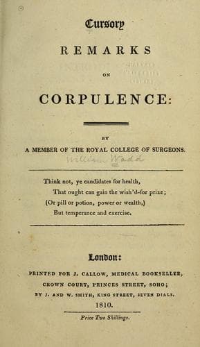 Tapa de Cursory remarks on corpulence
