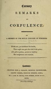 Tapa de Cursory remarks on corpulence