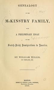 Tapa de Genealogy of the McKinstry family