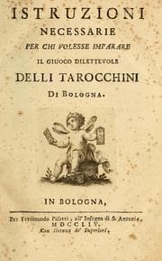 Tapa de Istruzioni necessarie per chi volesse imparare il giuoco dilettevole delli tarocchini di Bologna
