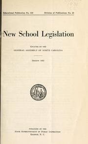 Tapa de New school legislation enacted by the General Assembly of North Carolina