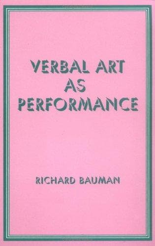 Tapa de Verbal Art As Performance