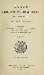 Tapa de Kant's Critique of practical reason and other works on the theory of ethics