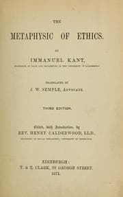 Tapa de The metaphysic of ethics