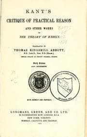 Tapa de Kant's Critique of practical reason and other works on the theory of ethics