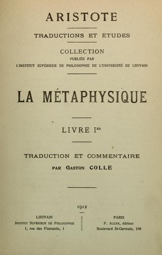 Tapa de La métaphysique d'Aristote ...
