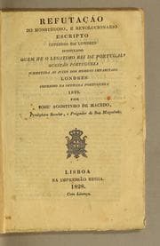 Tapa de Refutação do monstruoso e revolucionario escripto impresso em Londres, intitulado, Quem he o legitimo Rei de Portugal?