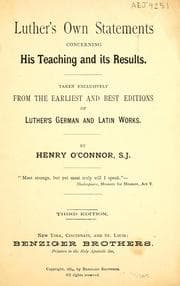 Tapa de Luther's own statements concerning his teaching and its results