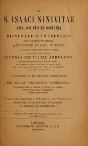 Tapa de De S. Isaaci Ninivitae vita, scriptis et doctrina