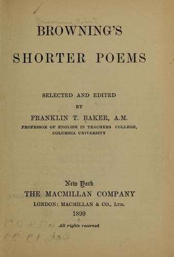 Tapa de Browning's shorter poems