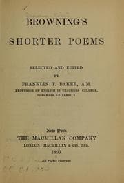 Tapa de Browning's shorter poems