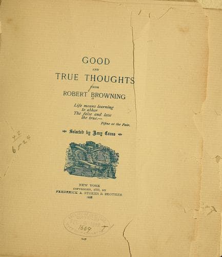 Tapa de Good and true thoughts from Robert Browning ...